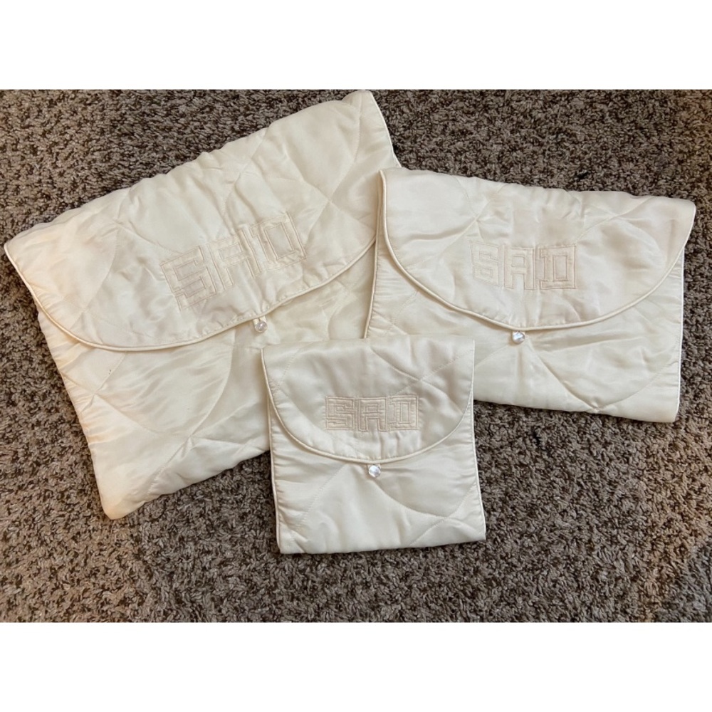 Set of 3 monogrammed (SAD) lingerie bags